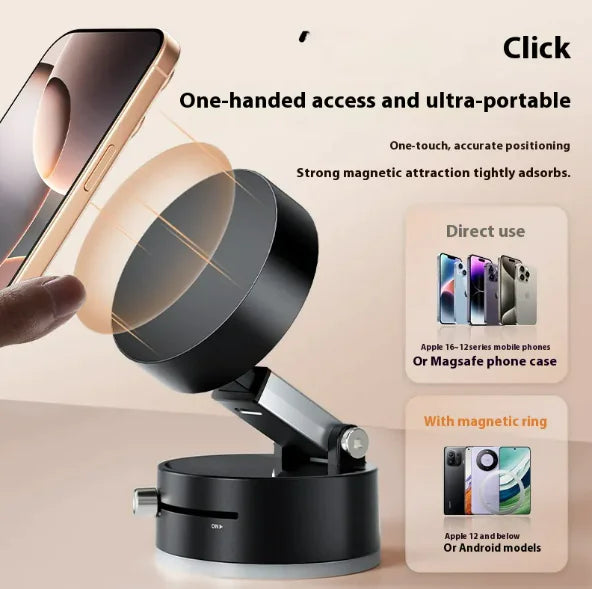 Magnetic Suction Phone Holder – Strong Grip, 360° Adjustable Mobile Stand for Desk, Car & More